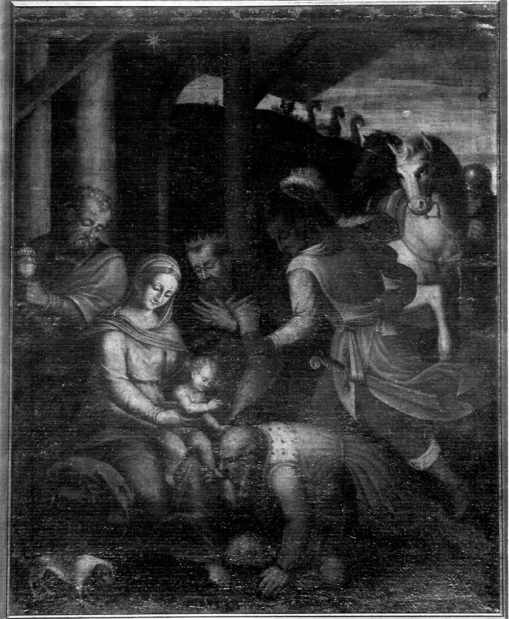 adorazione dei Re Magi (dipinto, opera isolata) - ambito lombardo (metà sec. XVI)
