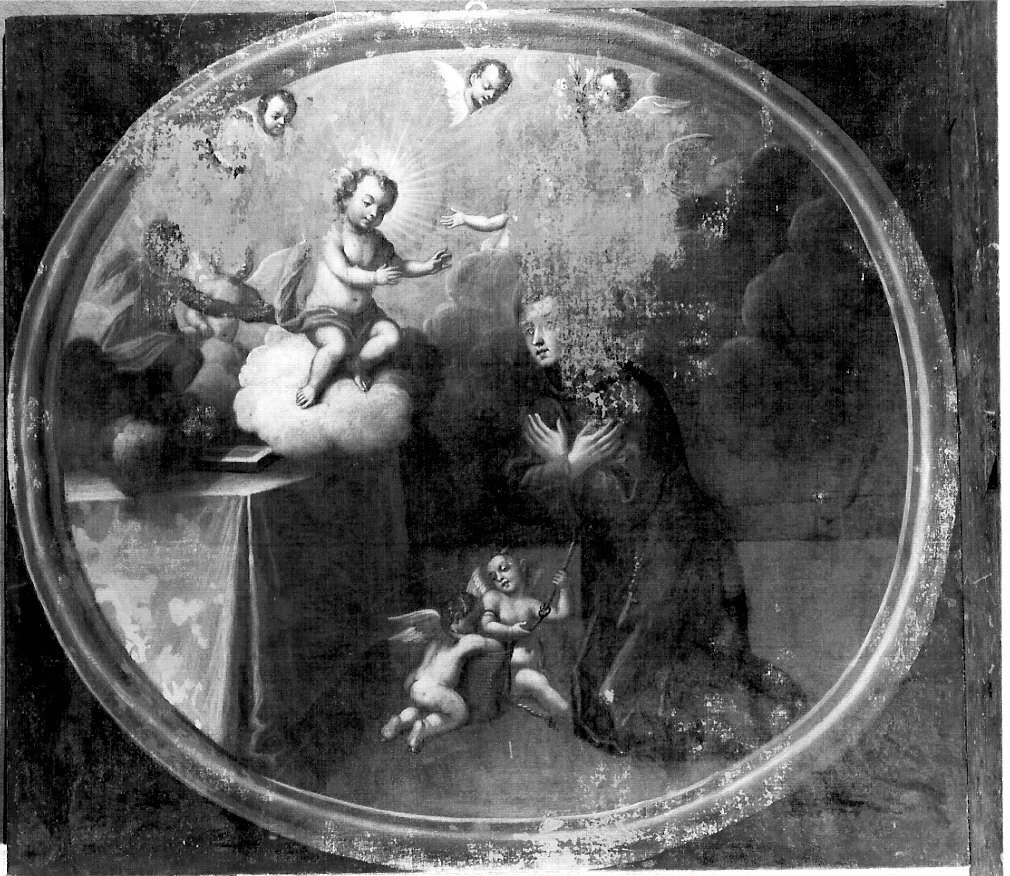Sant'Antonio da Padova con il Bambino (dipinto, opera isolata) - ambito lombardo (terzo quarto sec. XVII)