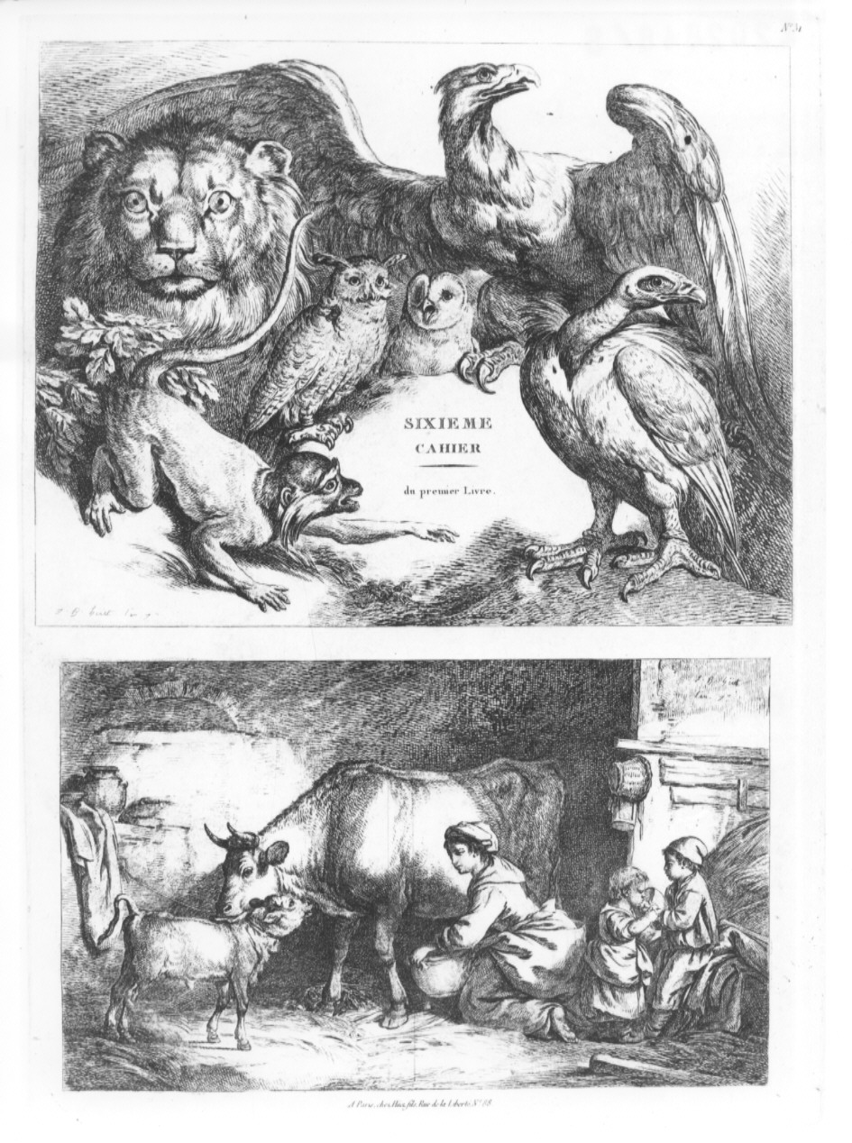 fregio e contadini (stampa, serie) di Huet Jean Baptiste (sec. XIX)
