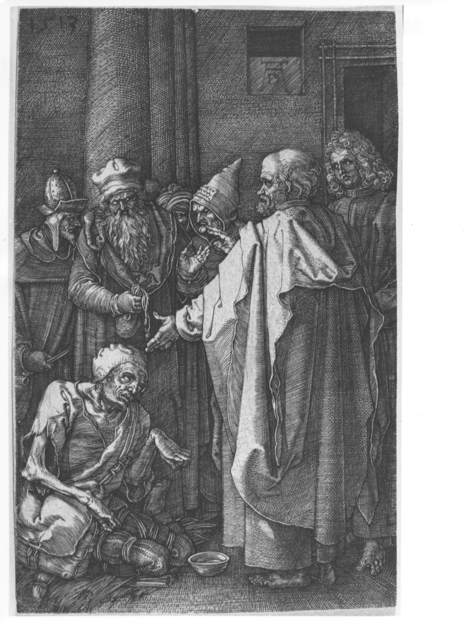 San Pietro e San Giovanni Evangelista guariscono lo storpio (stampa, serie) di Durer Albrecht (sec. XVI)
