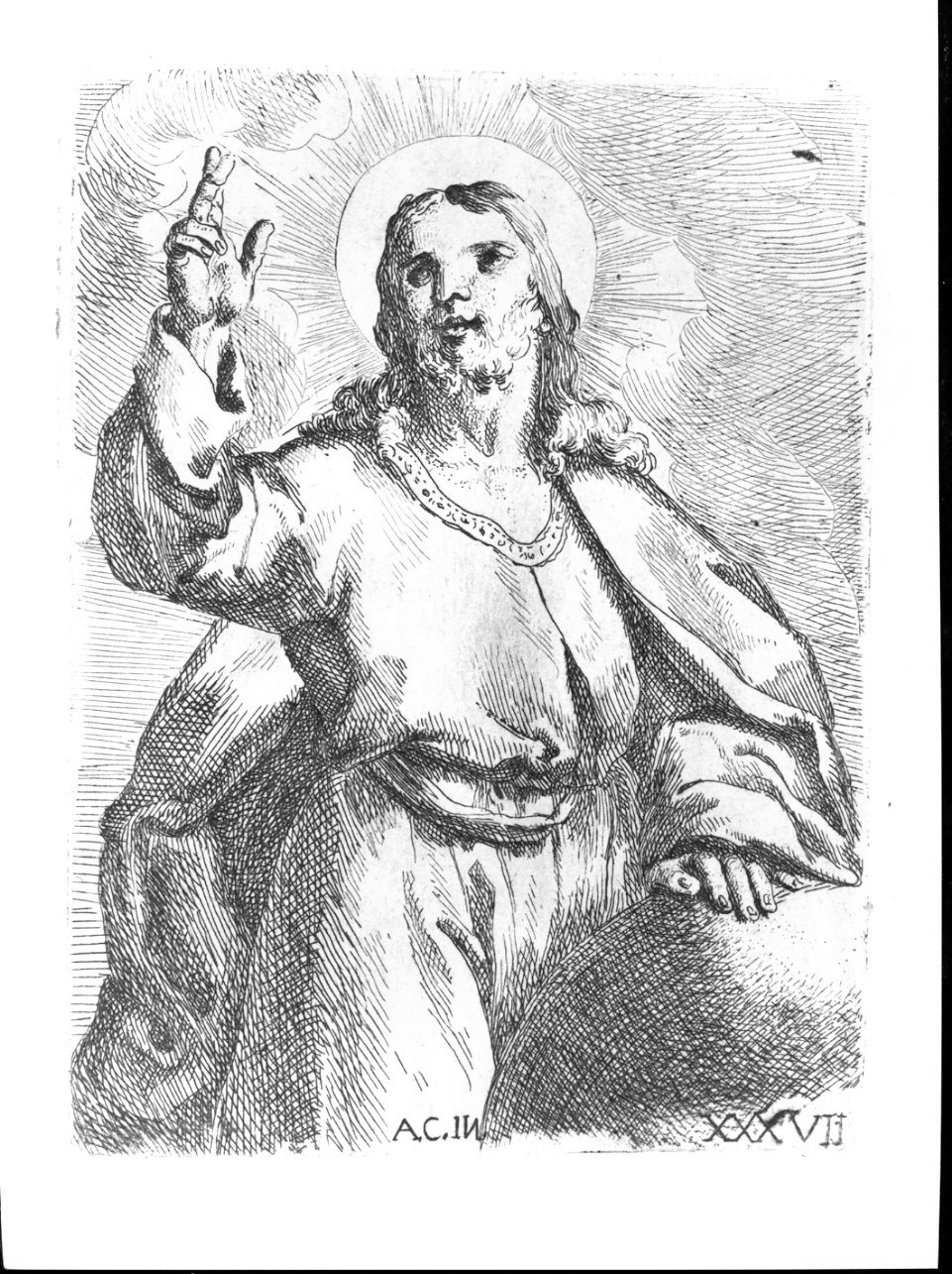 Cristo benedicente, Cristo risorto benedicente (stampa, serie) di Bellavia Marcantonio, Monaldini Venanzio, Carracci Annibale (sec. XVIII)