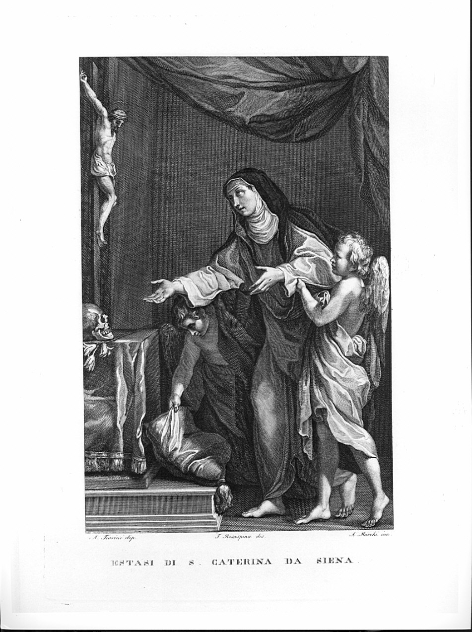Estasi di S. Caterina da Siena, Santa Caterina da Siena (stampa, serie) di Rosaspina Francesco, Marchi Antonio, Tiarini Alessandro (sec. XIX)