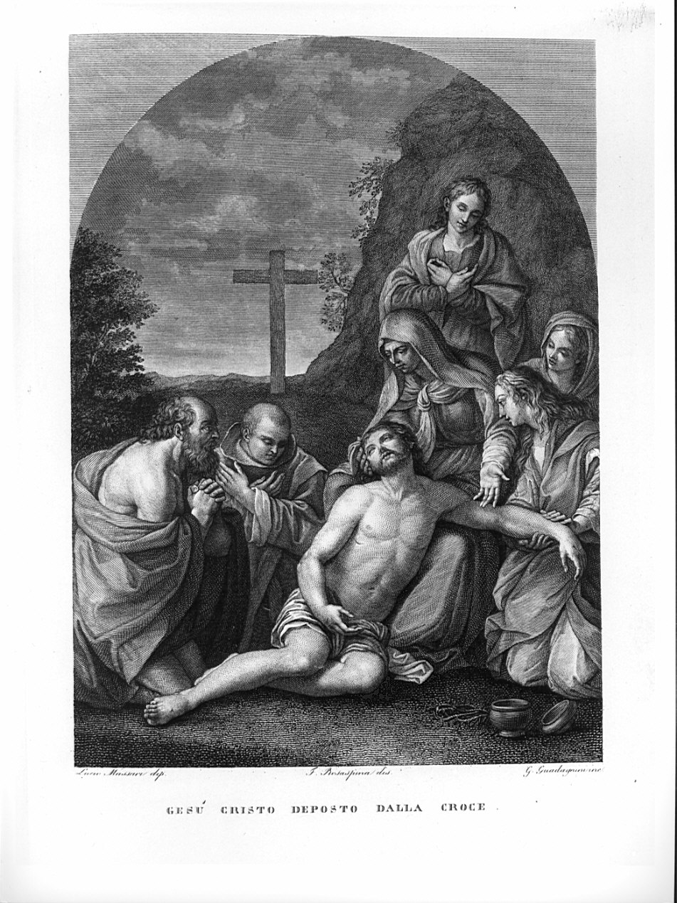 Gesù Cristo deposto dalla croce, Cristo deposto dalla croce (stampa, serie) di Rosaspina Francesco, Guadagnini Gaetano, Massari Lucio (sec. XIX)