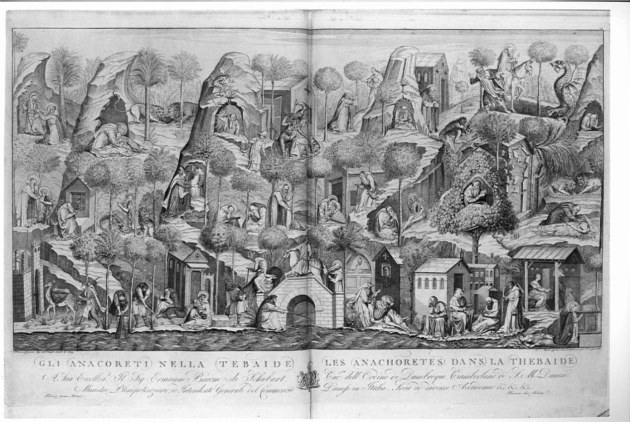 Gli Anacoreti nella tebaide, figure maschili (stampa, serie) di Lasinio Carlo, Buffamalco (sec. XIX)