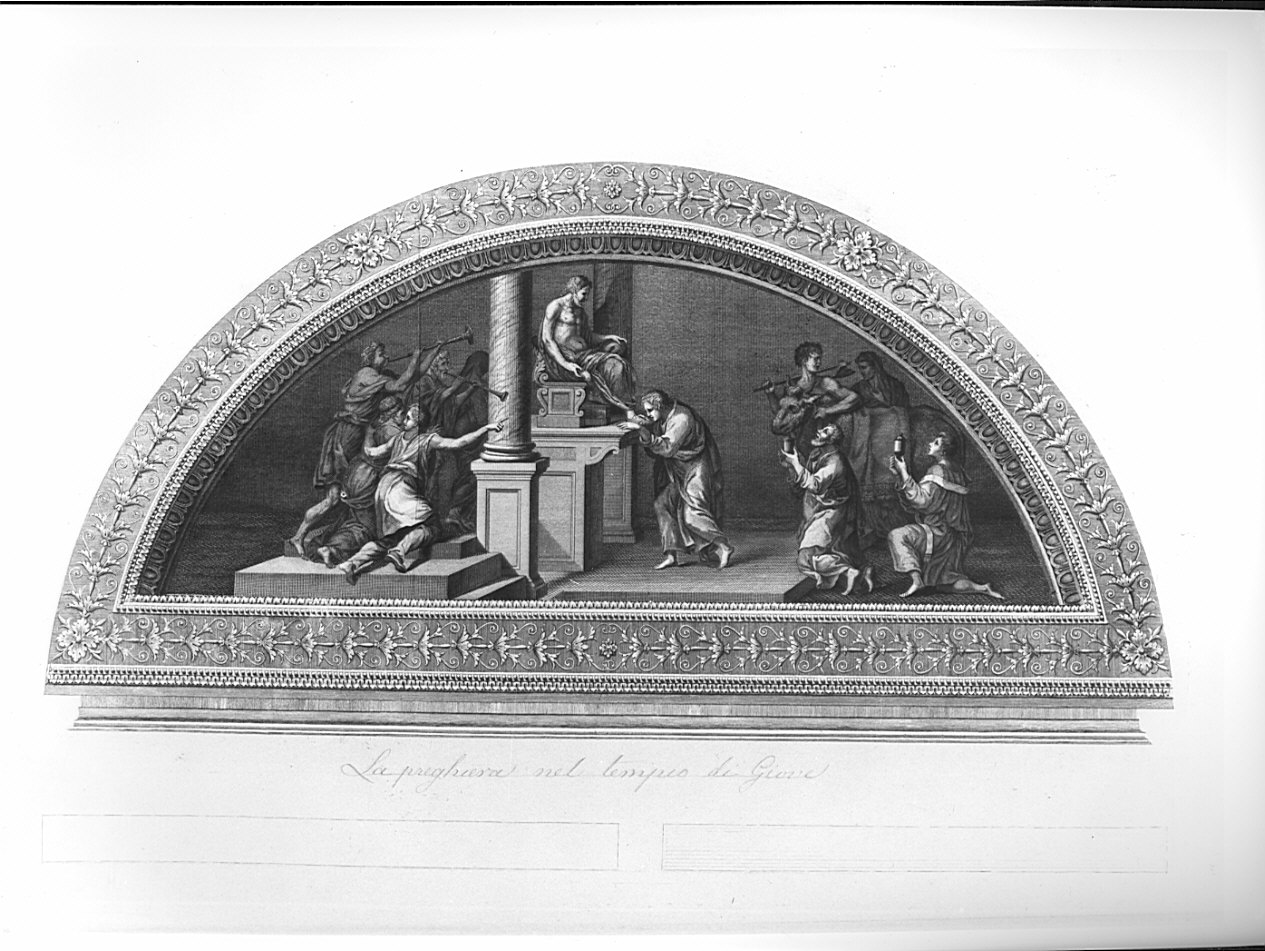 La preghiera nel tempio di Giove, figura maschile che prega (stampa, serie) di Viviani Giovanni, Pippi Giulio detto Giulio Romano (sec. XIX)