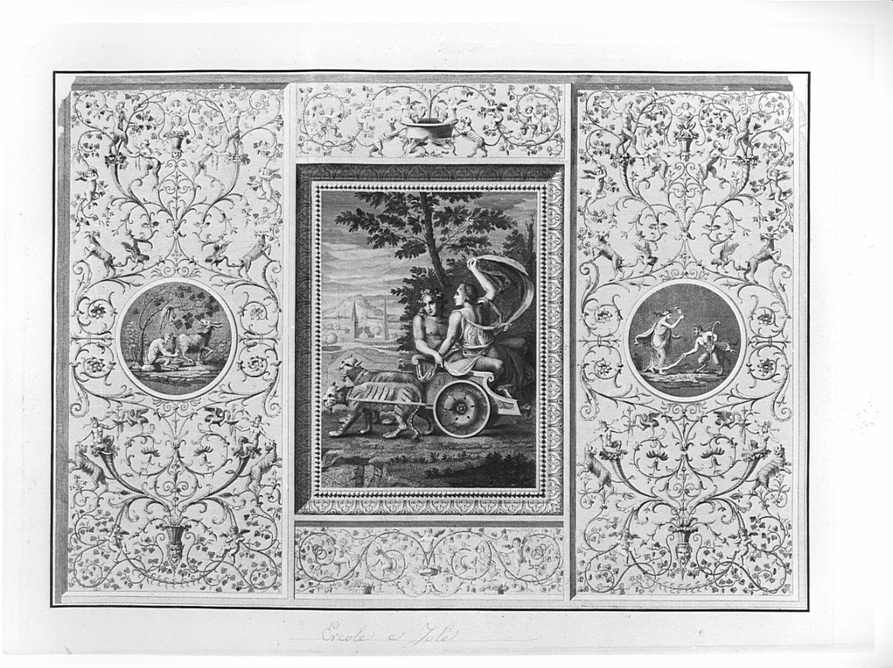 Ercole e Jole, fregio con Ercole e Iole (stampa, serie) di Viviani Giovanni, Pippi Giulio detto Giulio Romano (sec. XIX)