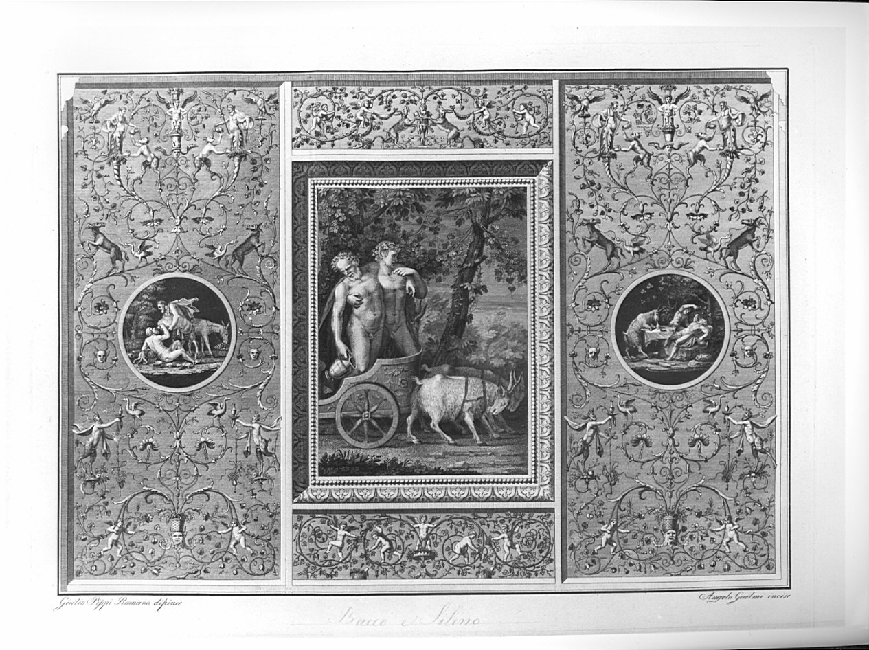 Bacco e Sileno, fregio con Bacco (stampa, serie) di Guelmi Angelo, Pippi Giulio detto Giulio Romano (sec. XIX)