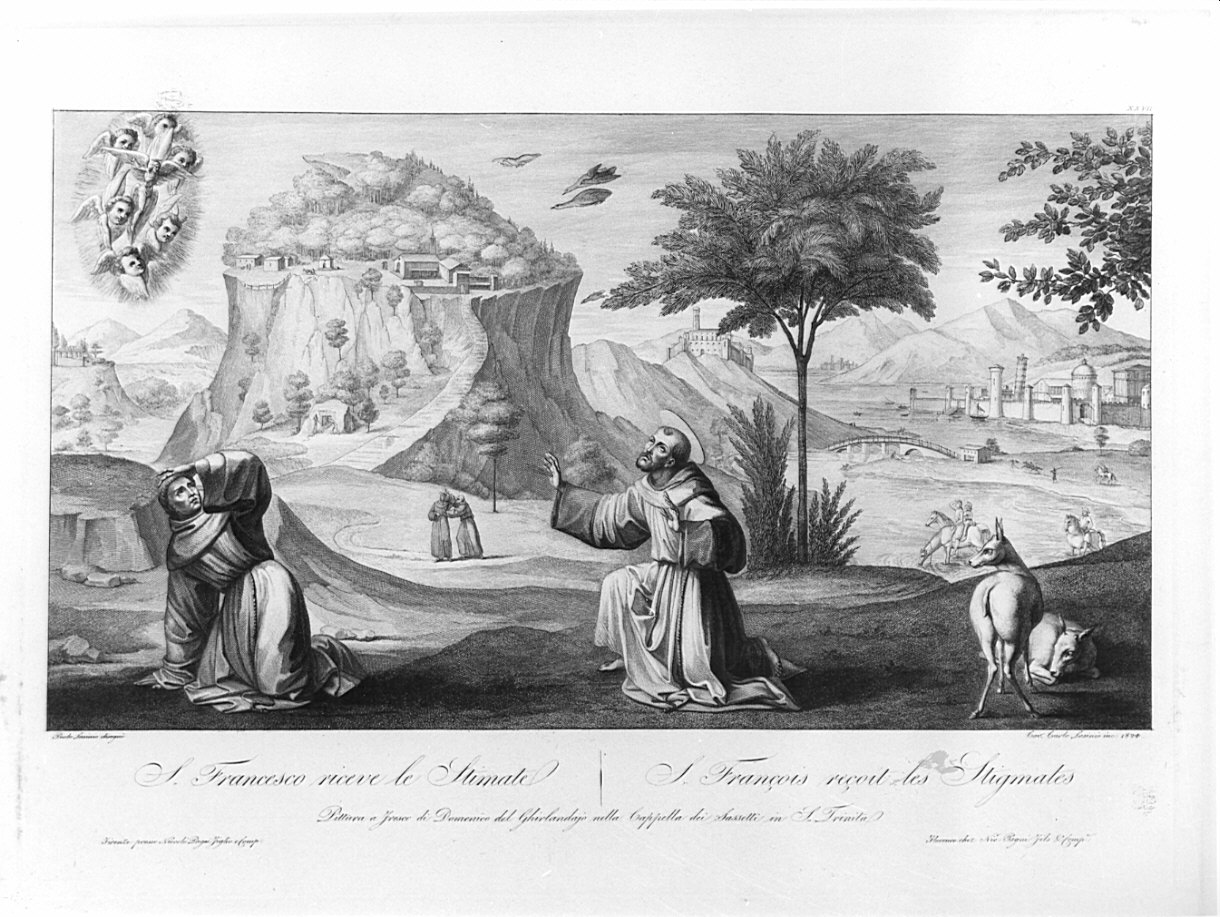 S. Francesco riceve le Stimate, San Francesco d'Assisi riceve le stimmate (stampa, serie) di Lasinio Giovanni Paolo, Lasinio Carlo, Bigordi Benedetto detto Ghirlandaio (prima metà sec. XIX)
