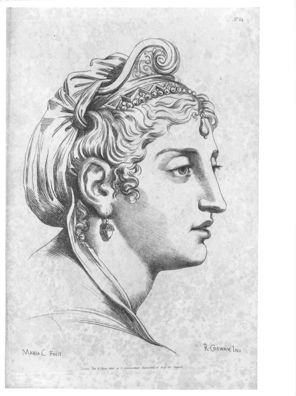 testa di donna (stampa, serie) di Cosway Hadfield Maria, Cosway Richard (sec. XIX)