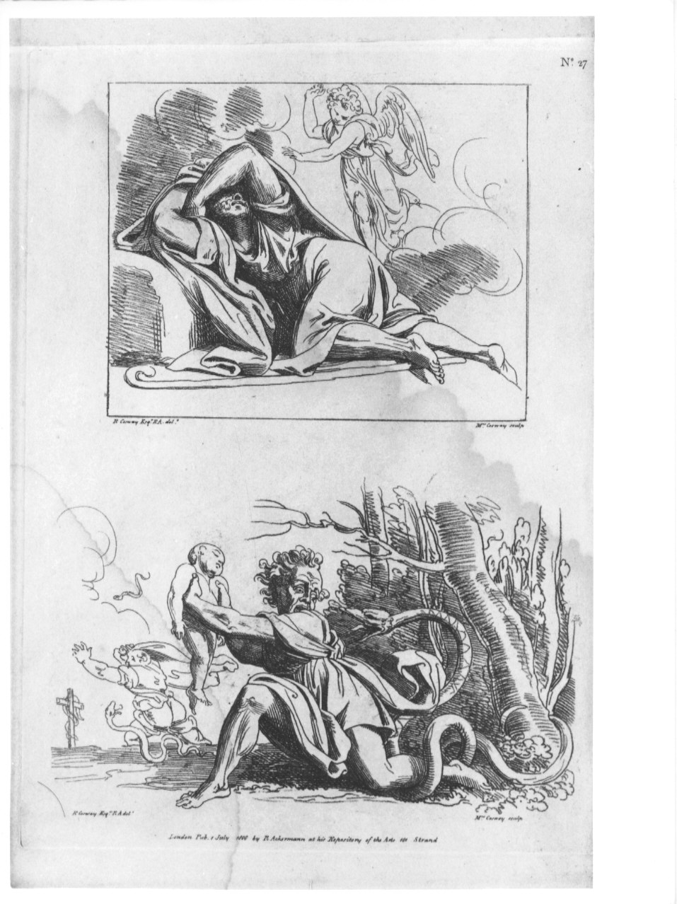 sogno di Giacobbe / Laocoonte e due figli strangolati dalle serpi (stampa, serie) di Cosway Hadfield Maria, Cosway Richard (sec. XIX)