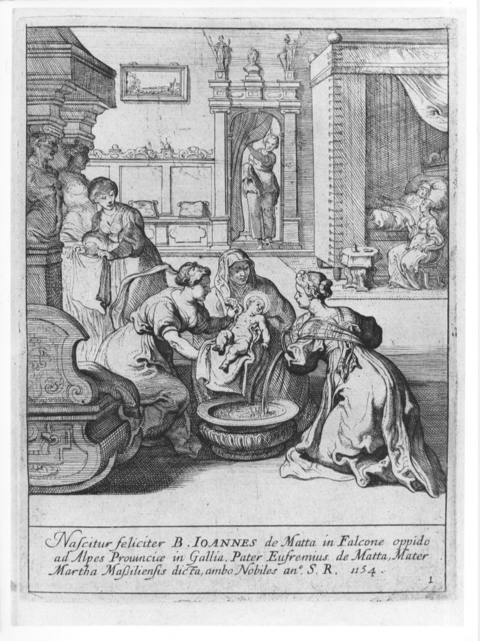 Nascita di San Giovanni di Matha, episodi della vita di San Giovanni di Matha (stampa, serie) - ambito italiano (sec. XVII)