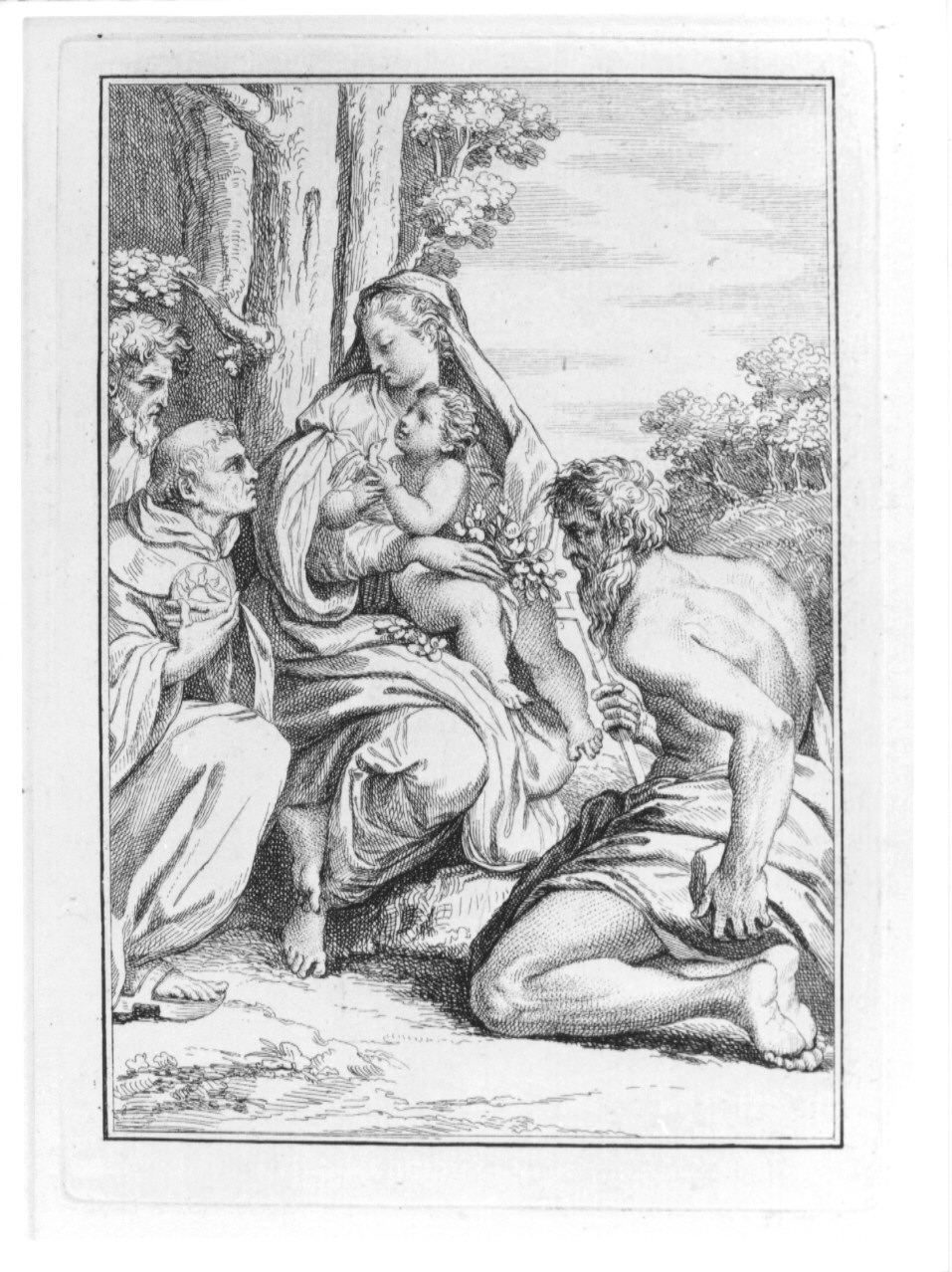 Sacra Famiglia tra San Bernardino e San Gerolamo (stampa, serie) di Rosaspina Francesco (sec. XIX)