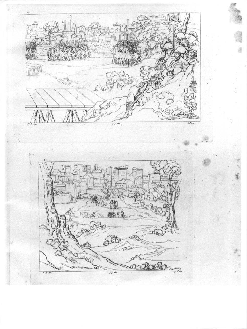 scena di battaglia (stampa, serie) di Guizzardi Giuseppe, Tomba Giulio, Dell'Abate Niccolò (sec. XIX)