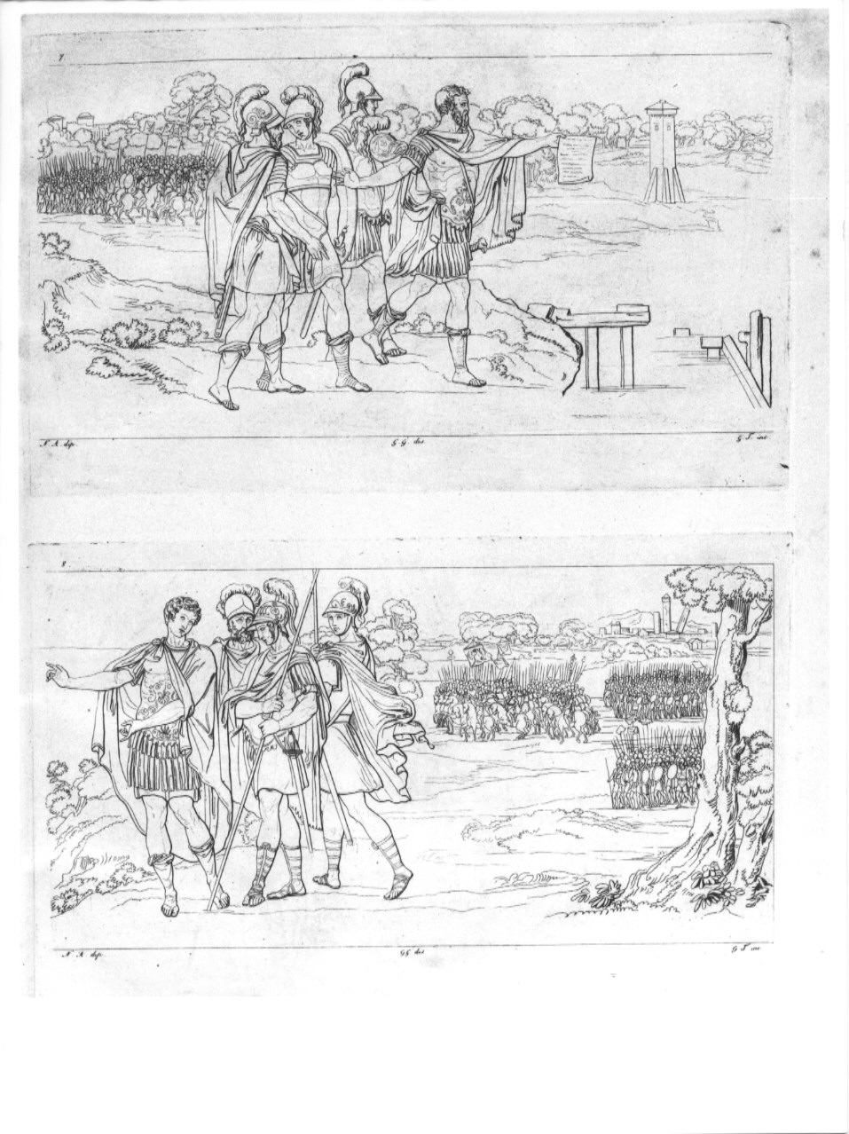 scena di battaglia (stampa, serie) di Guizzardi Giuseppe, Tomba Giulio, Dell'Abate Niccolò (sec. XIX)