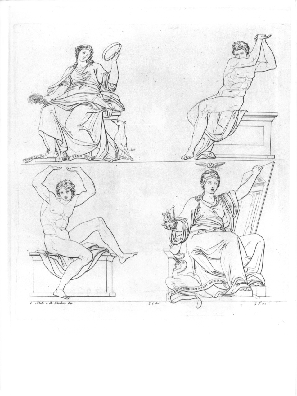 figure maschili e figure femminili (stampa, serie) di Guizzardi Giuseppe, Tomba Giulio, Dell'Abate Ercole, Schedoni Bartolomeo (sec. XIX)