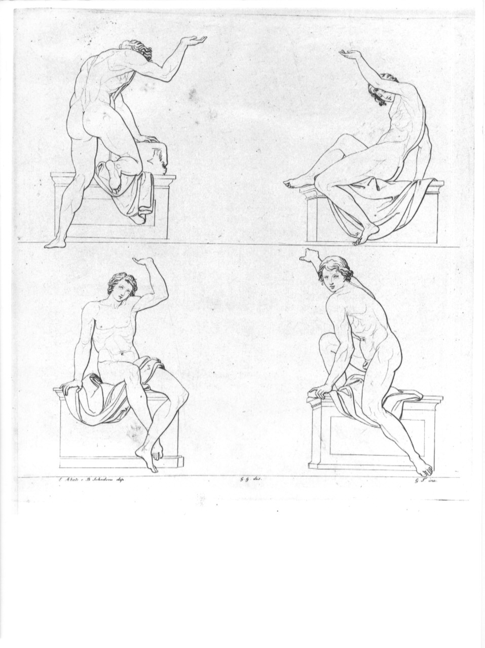 figure maschili (stampa, serie) di Guizzardi Giuseppe, Tomba Giulio, Dell'Abate Ercole, Schedoni Bartolomeo (sec. XIX)