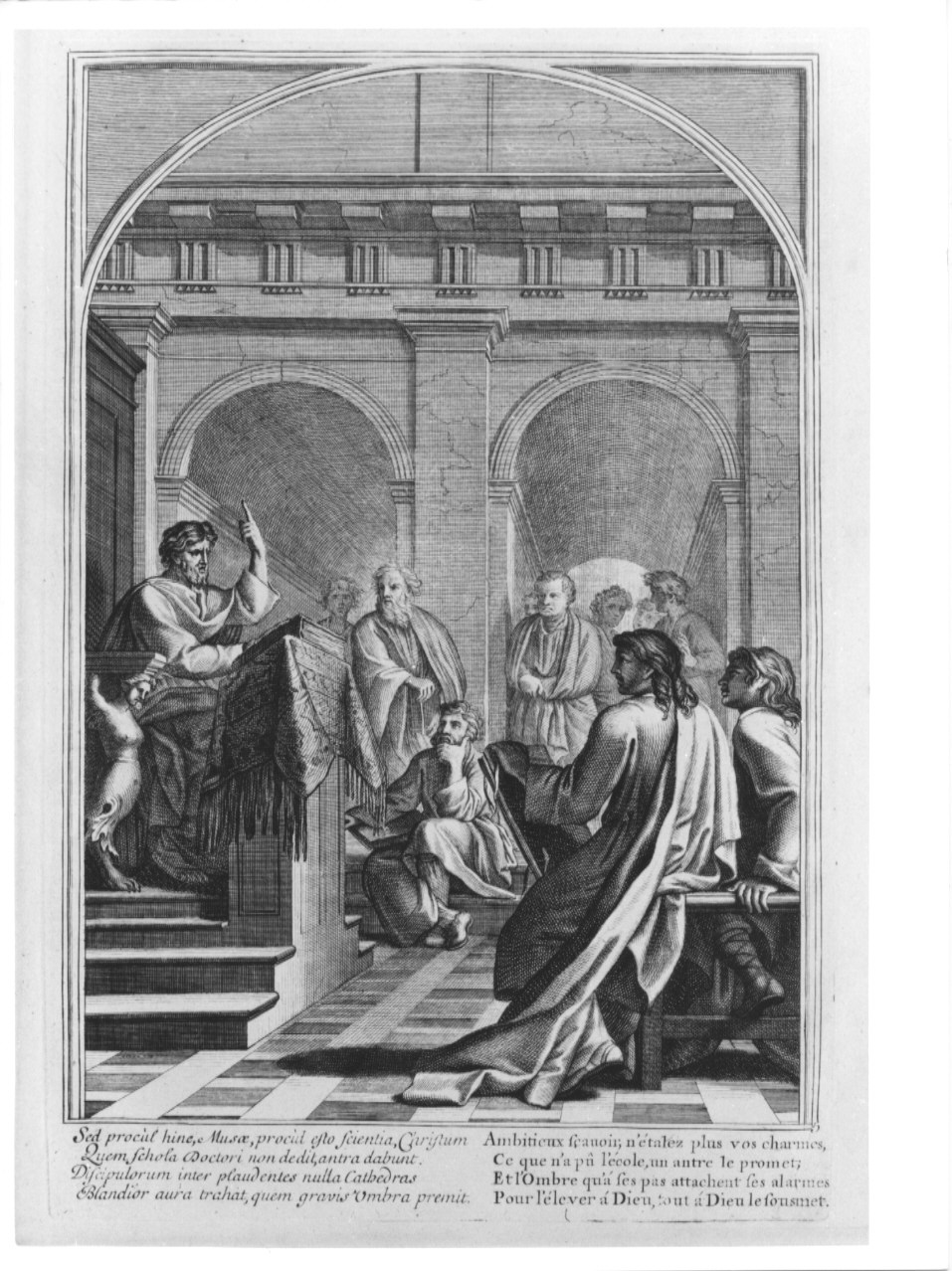 San Bruno presso la scuola di San Roberto, episodi della vita di San Bruno (stampa, serie) di Chavueau François, Simmoneau, Sueur Eustache Le (sec. XIX)