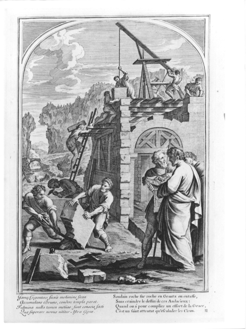 San Bruno costruisce la prima Certosa, episodi della vita di San Bruno (stampa, serie) di Chavueau François, Simmoneau, Sueur Eustache Le (sec. XIX)