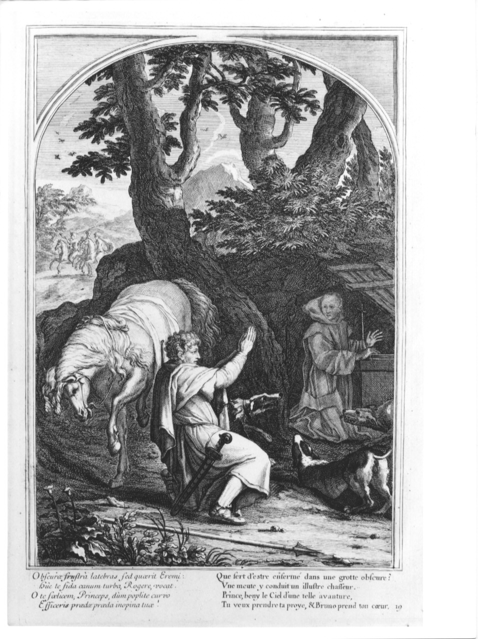 Il conte Ruggero si reca da San Bruno, episodi della vita di San Bruno (stampa, serie) di Chavueau François, Simmoneau, Sueur Eustache Le (sec. XIX)