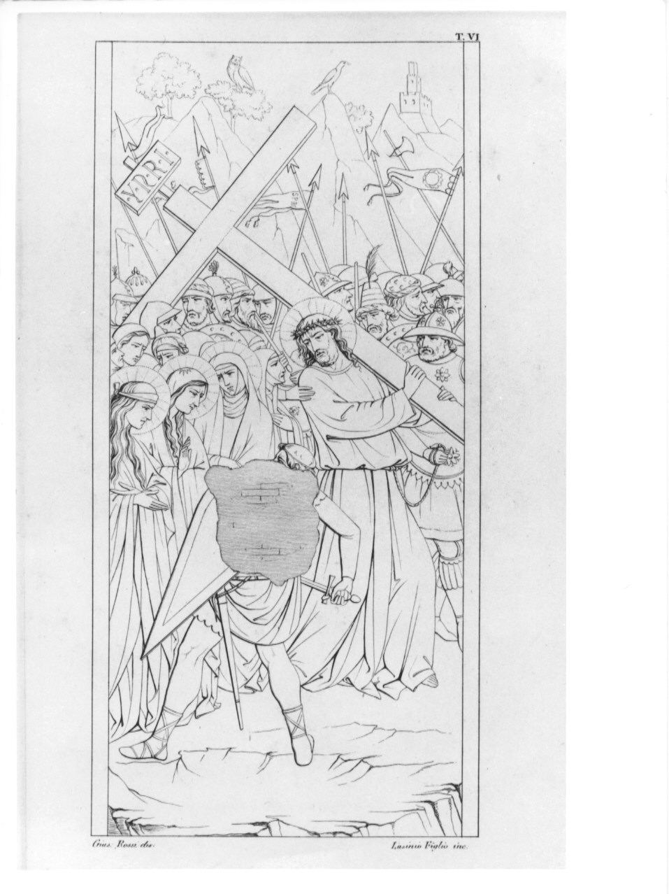Cristo portacroce (stampa, serie) di Gerini Niccolo' di Pietro, Lasinio Giovanni Paolo, Rossi Giuseppe (sec. XIX)