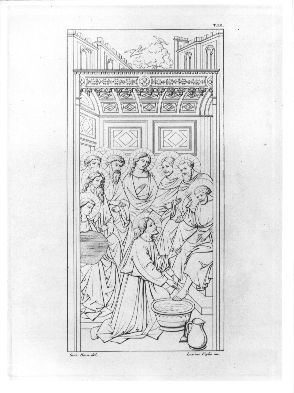 Cristo lava i piedi degli apostoli (stampa, serie) di Rossi Giuseppe, Lasinio Giovanni Paolo, Gerini Niccolo' di Pietro (sec. XIX)