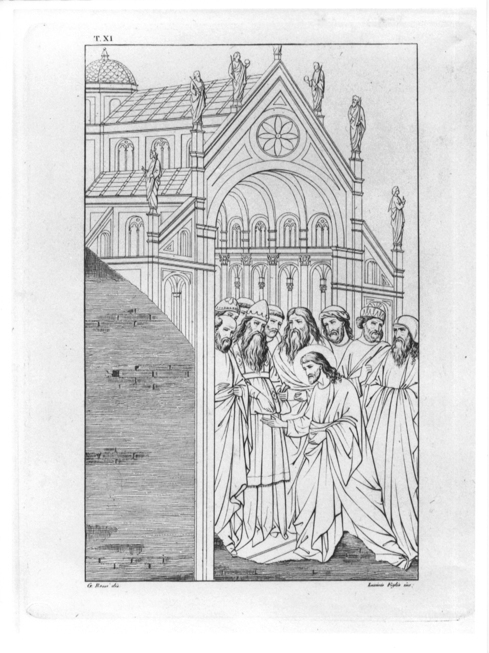 Cristo davanti a Caifa (stampa, serie) di Rossi Giuseppe, Lasinio Giovanni Paolo, Gerini Niccolo' di Pietro (sec. XIX)