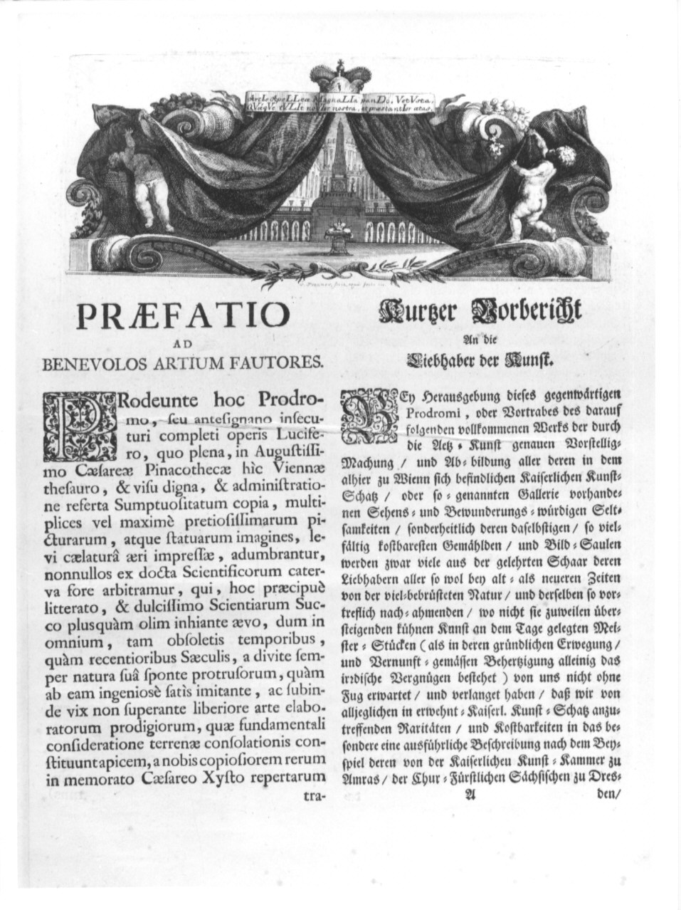 veduta di un palazzo (stampa, serie) di De Stampart Francisco, De Prenner Antonio (sec. XVIII)