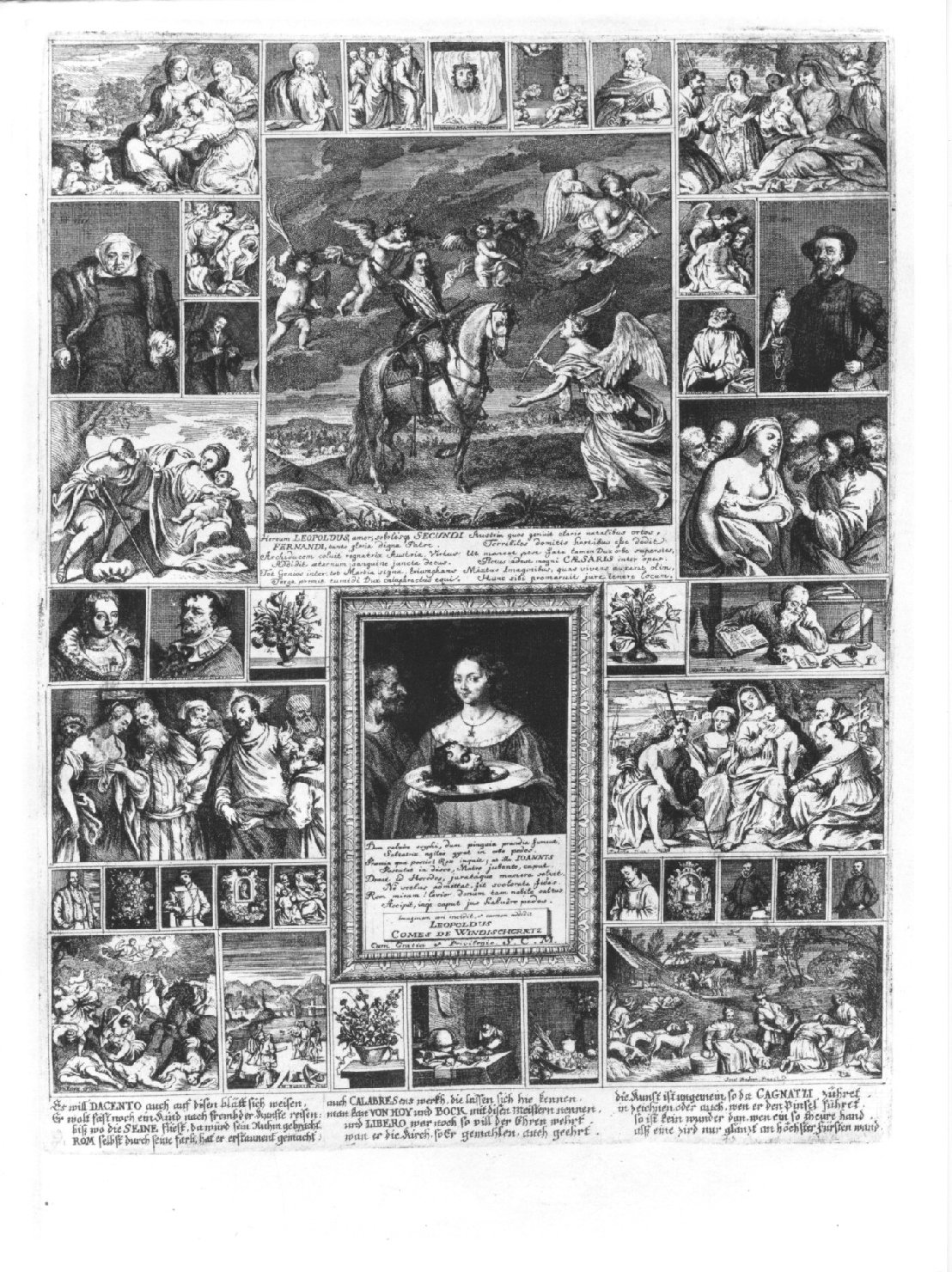 interno di palazzo con quadri (stampa, serie) di De Stampart Francisco, De Prenner Antonio (sec. XVIII)