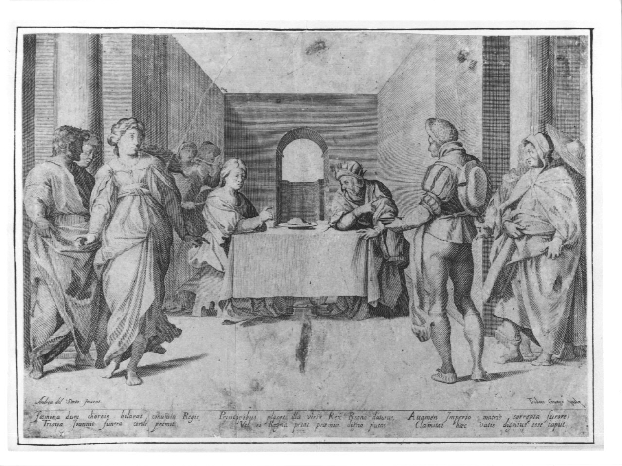 banchetto di Erode (stampa, serie) di Krueger Theodor, Andrea d'Agnolo detto Andrea del Sarto (sec. XVII)
