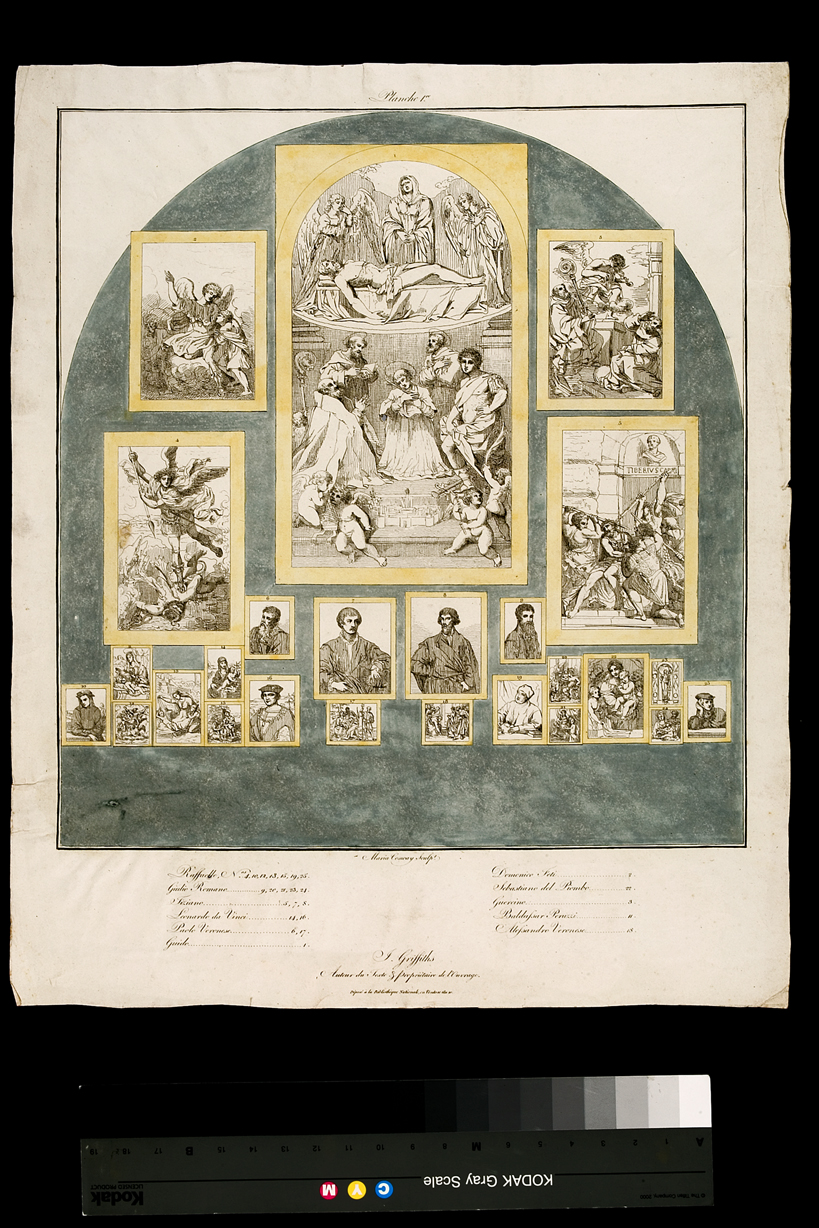 Madonna con Bambino/ figure maschili e figure femminili (stampa, serie) di Cosway Hadfield Maria, Sanzio Raffaello, Reni Guido, Fetti Domenico, Barbieri Giovan Francesco detto Guercino, Vecellio Tiziano, Caliari Paolo detto Veronese, Pippi Giulio detto Giulio Romano, Peruzzi Baldassarre, Leonardo da Vinci, Luciani Sebastiano detto Sebastiano del Piombo (inizio sec. XIX)