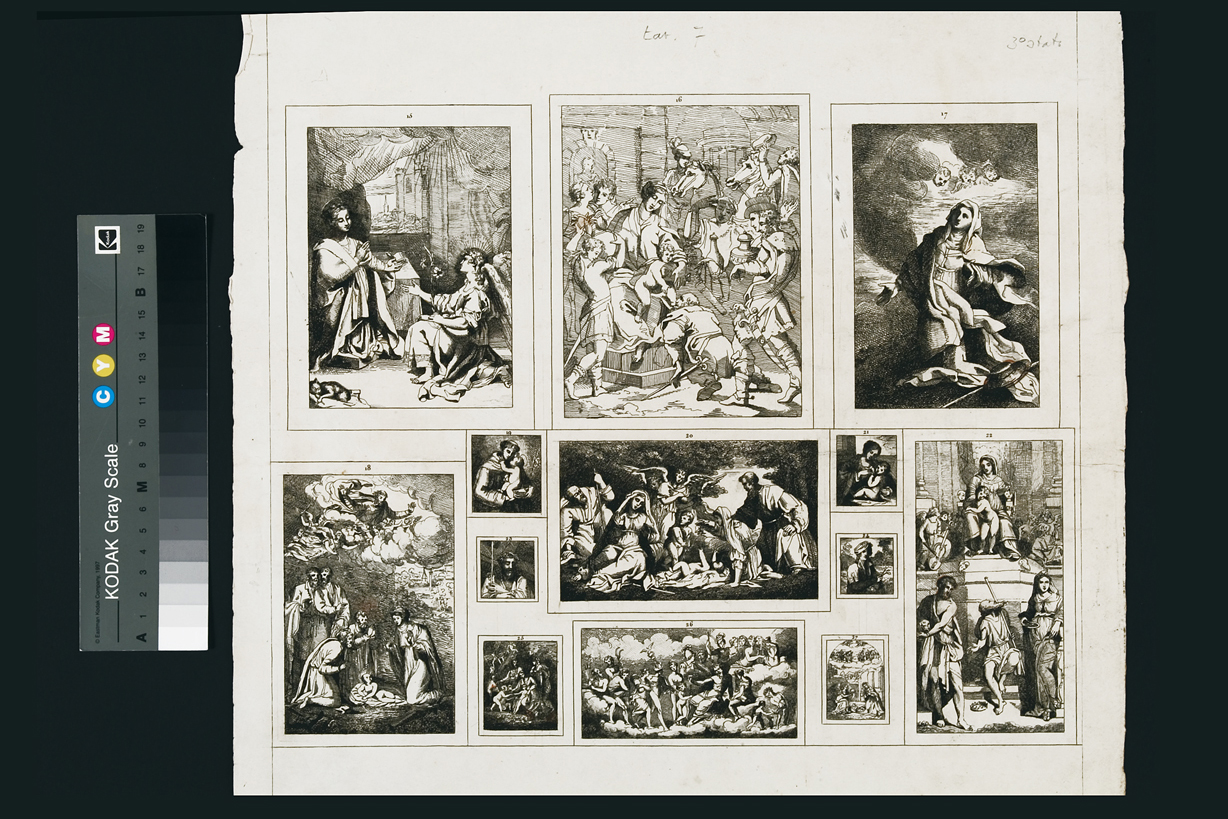 episodi del Nuovo Testamento (stampa, serie) di Cosway Hadfield Maria, Tisi Benvenuto detto Garofalo, Fiori Federico detto Barocci, Luteri Giovanni di Niccolò detto Dossi Dosso, Gennari Bartolomeo, Mazzola Francesco detto Parmigianino, Allegri Antonio detto Correggio, Mola Pier Francesco, Capucino, Caldara Polidoro detto Polidoro da Caravaggio (inizio sec. XIX)