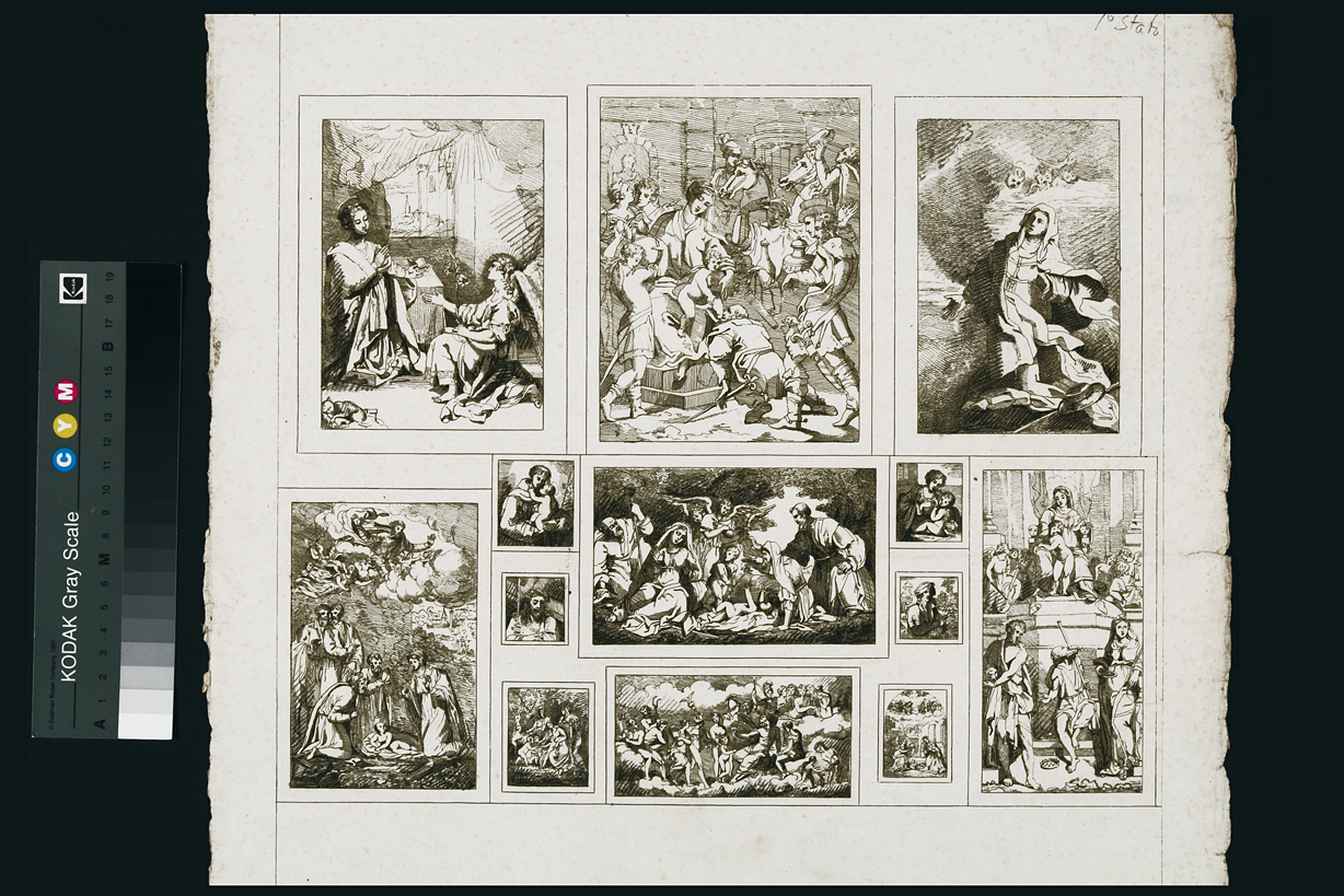 episodi del Nuovo Testamento (stampa, serie) di Cosway Hadfield Maria, Tisi Benvenuto detto Garofalo, Fiori Federico detto Barocci, Luteri Giovanni di Niccolò detto Dossi Dosso, Gennari Bartolomeo, Mazzola Francesco detto Parmigianino, Allegri Antonio detto Correggio, Mola Pier Francesco, Capucino, Caldara Polidoro detto Polidoro da Caravaggio (inizio sec. XIX)