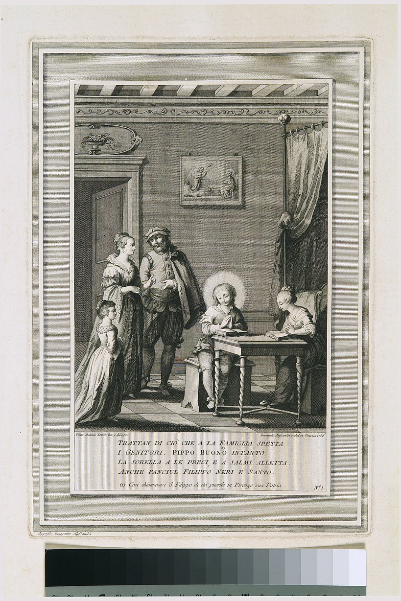 San Filippo Neri bambino (stampa, serie) di Novelli Pietro Antonio, Alessandri Innocente (seconda metà sec. XVIII)