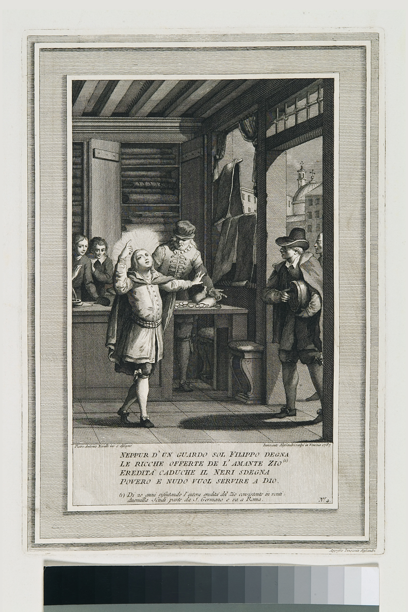 episodi della vita di San Filippo Neri (stampa, serie) di Novelli Pietro Antonio, Alessandri Innocente (seconda metà sec. XVIII)