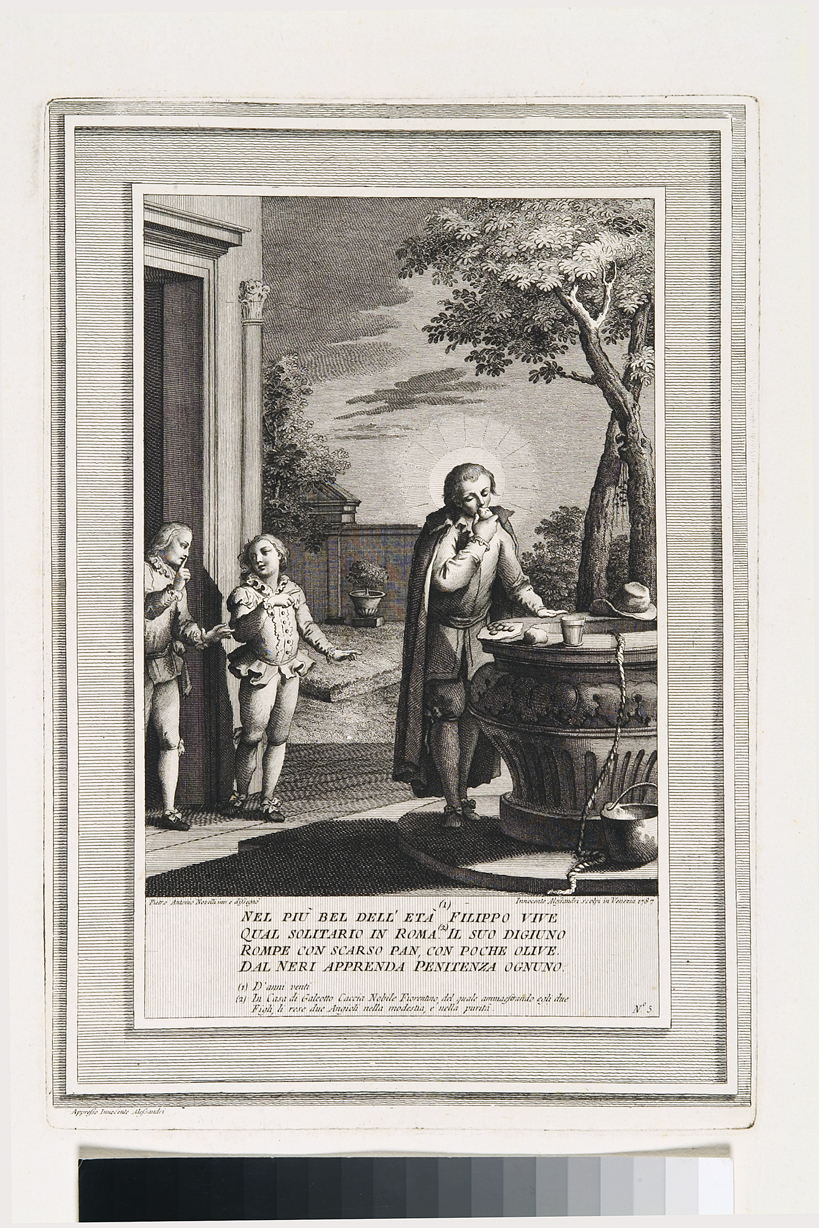 episodi della vita di San Filippo Neri (stampa, serie) di Novelli Pietro Antonio, Alessandri Innocente (seconda metà sec. XVIII)