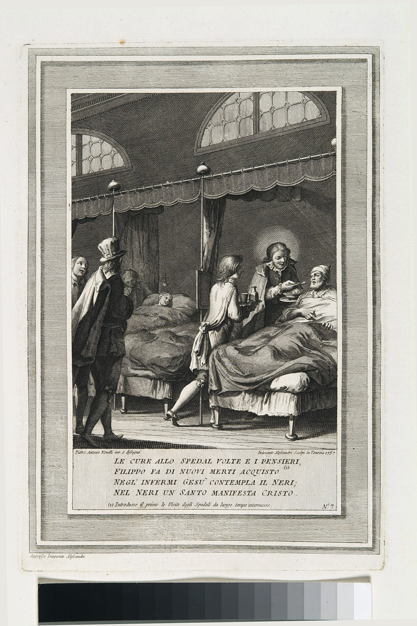 San Filippo Neri cura i malati (stampa, serie) di Novelli Pietro Antonio, Alessandri Innocente (seconda metà sec. XVIII)