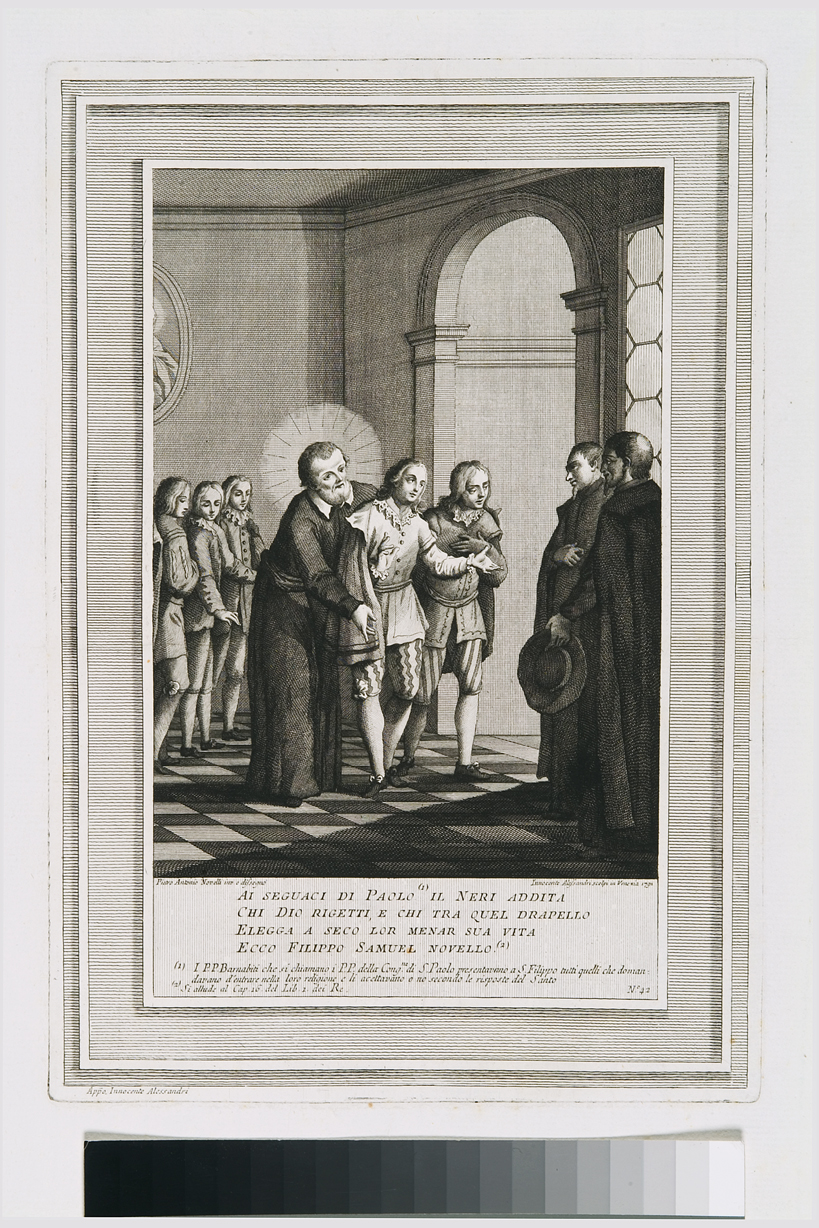 episodi della vita di San Filippo Neri (stampa, serie) di Novelli Pietro Antonio, Alessandri Innocente (seconda metà sec. XVIII)