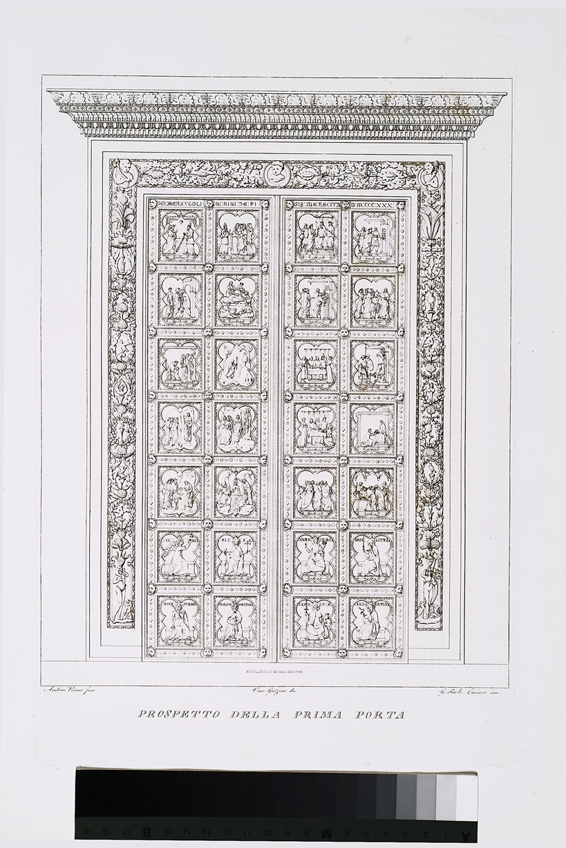 veduta della porta del Battistero di San Giovanni di Firenze (stampa, serie) di Gozzini Vincenzo, Lasinio Giovanni Paolo, Andrea Pisano (primo quarto sec. XIX)