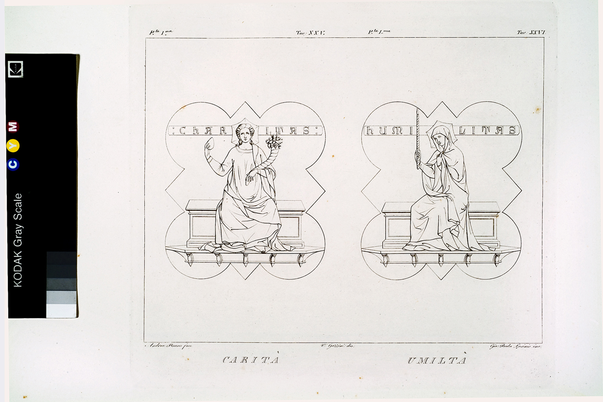 Carità / Umiltà, Carità / Umiltà (stampa, serie) di Gozzini Vincenzo, Lasinio Giovanni Paolo, Andrea Pisano (primo quarto sec. XIX)