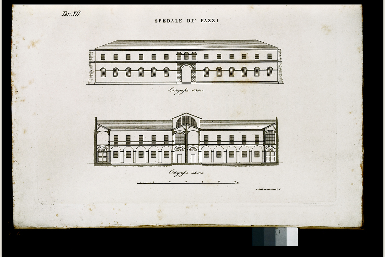 Spedale de' Pazzi, veduta di un palazzo (stampa, serie) di Naudin (primo quarto sec. XIX)