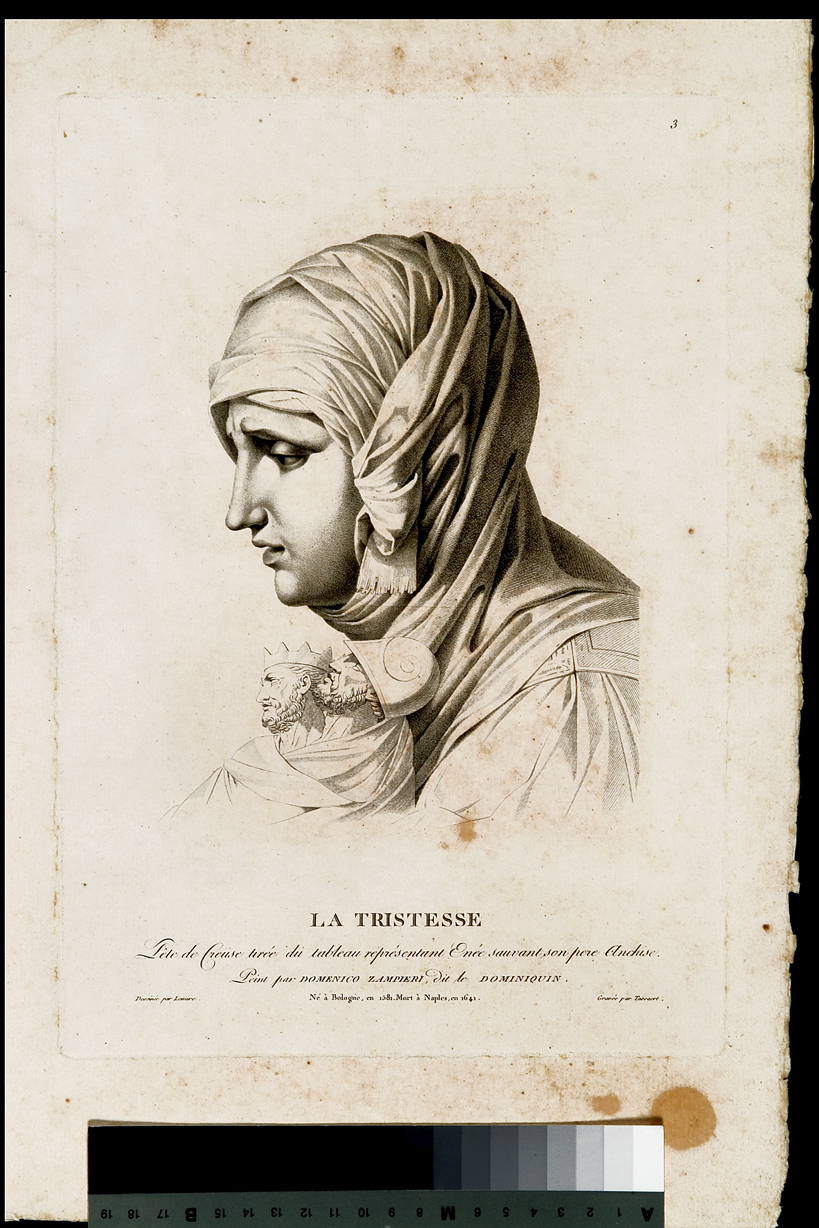 Enea e Anchise, busto di donna col turbante (stampa) di Lemire Antoine, Tassaert Jean Joseph Francois, Zampieri Domenico detto Domenichino (primo quarto sec. XIX)