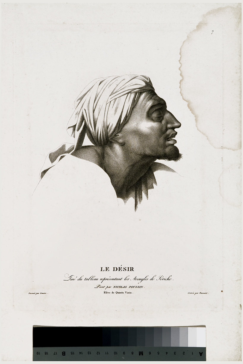 Cristo guarisce il cieco, testa d'uomo con turbante (stampa) di Lemire Antoine, Tassaert Jean Joseph Francois, Poussin Nicolas (primo quarto sec. XIX)