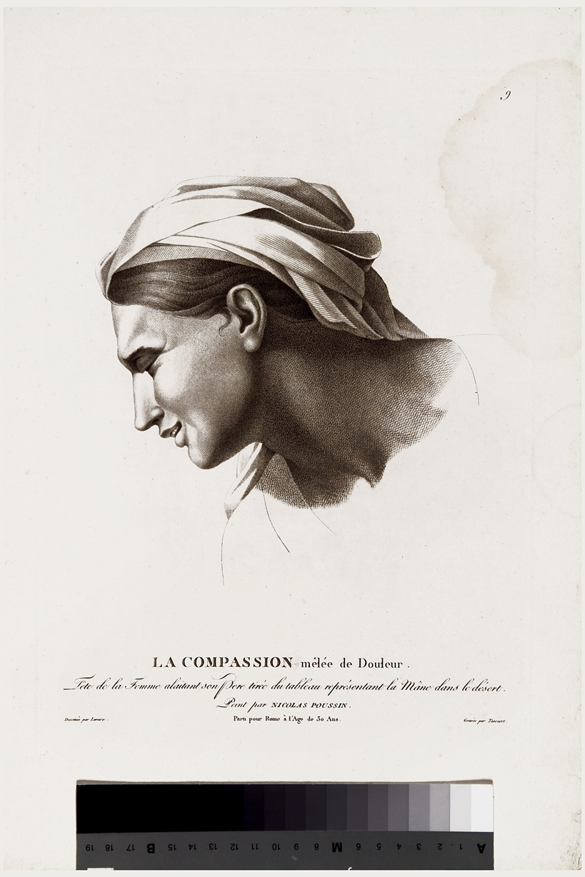 La caduta della manna, figura femminile dolente (stampa) di Lemire Antoine, Tassaert Jean Joseph Francois, Poussin Nicolas (primo quarto sec. XIX)