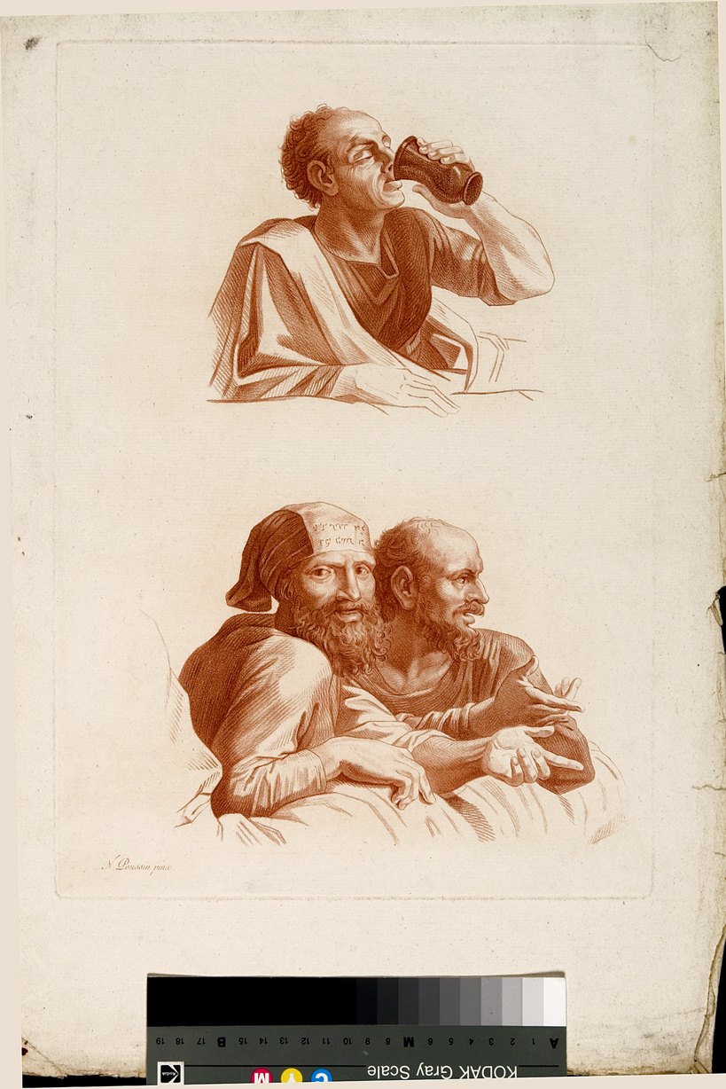 La confessione, figure maschili (stampa) di Jacquinot Louise Françoise, Poussin Nicolas (terzo quarto sec. XIX)