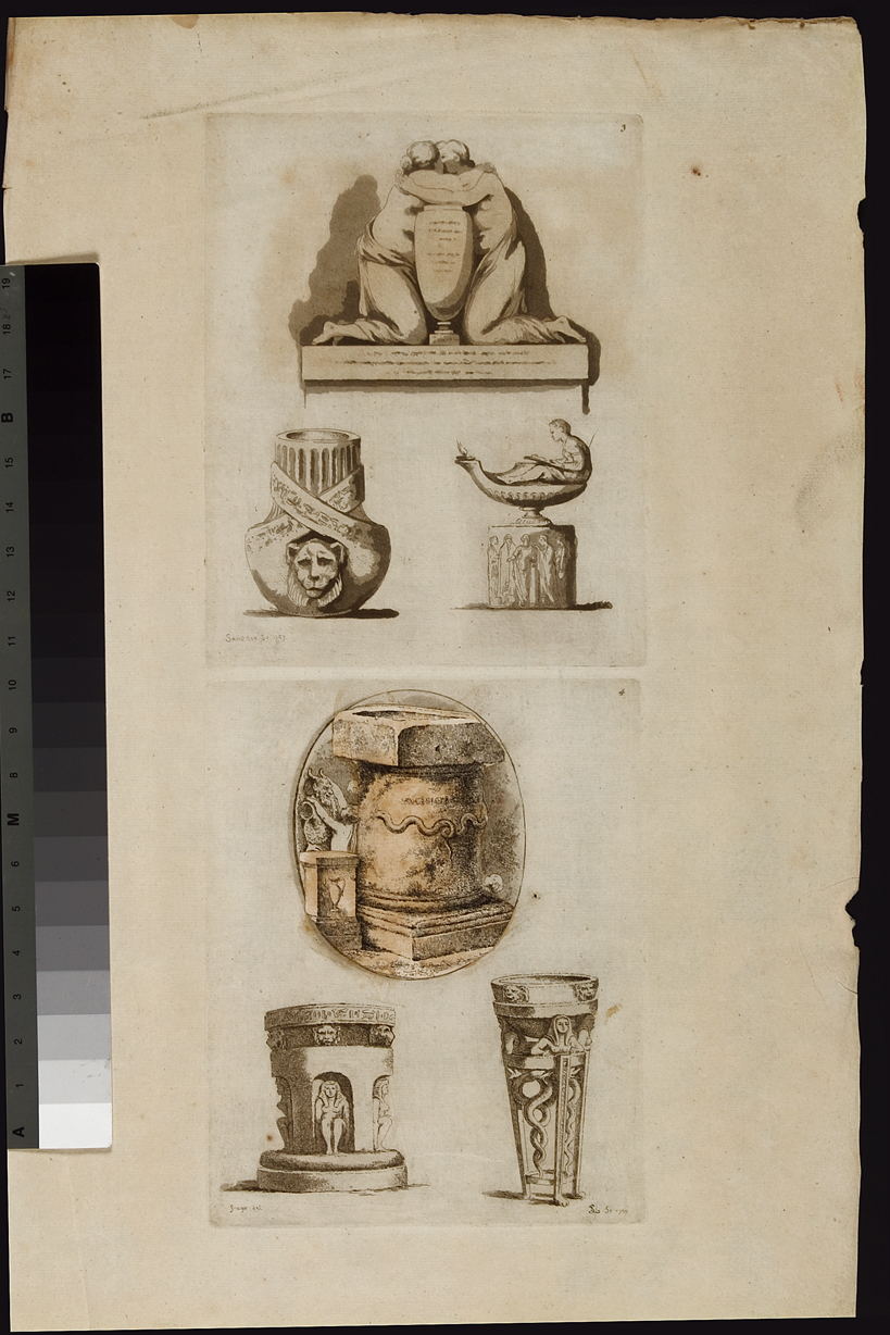 elementi decorativi (stampa) di Fragonard Jean Honoré, De Saint-Non Richard Jean Claude (seconda metà sec. XVIII)