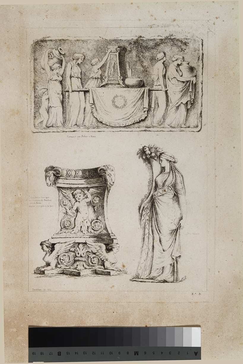elementi decorativi con figure femminili (stampa) di De Saint-Non Richard Jean Claude (seconda metà sec. XVIII)