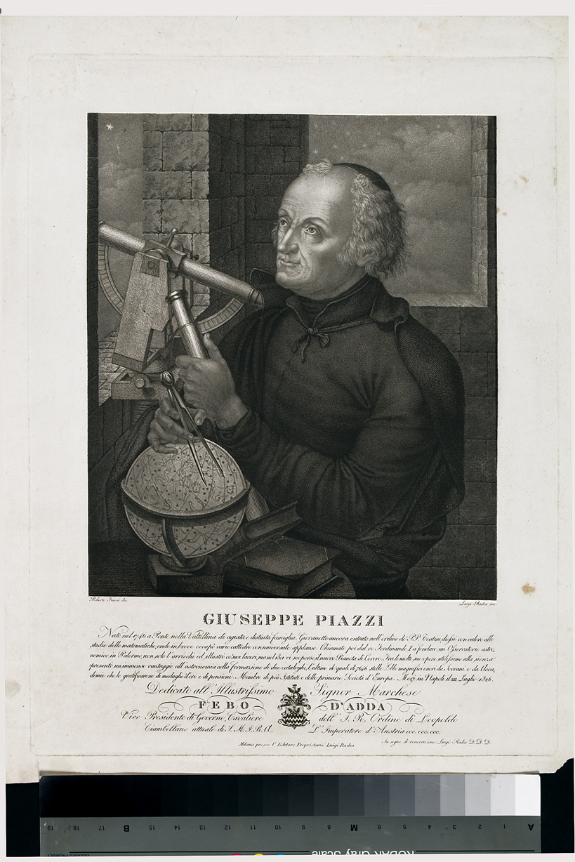 GIUSEPPE PIAZZI, ritratto d'uomo (stampa) di Focosi Roberto, Rados Luigi (prima metà sec. XIX)