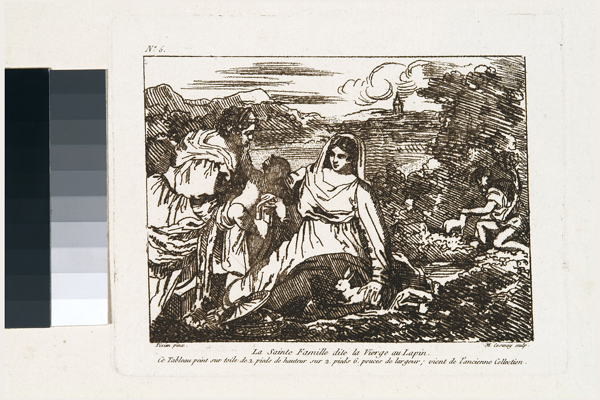 Madonna del coniglio, Madonna con Bambino e Sant'Anna (stampa, serie) di Cosway Hadfield Maria, Vecellio Tiziano (sec. XIX)