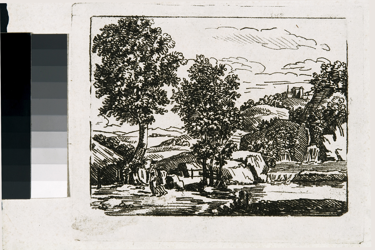 paesaggio con alberi (stampa, serie) di Cosway Hadfield Maria (sec. XIX)