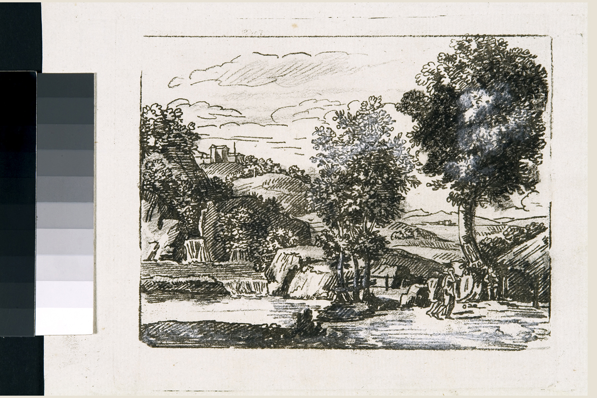 paesaggio con alberi (stampa, serie) di Cosway Hadfield Maria (sec. XIX)